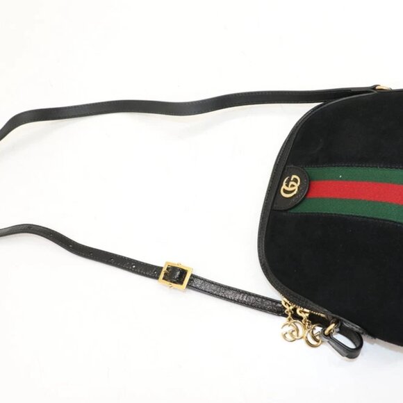 Gucci Suede Patent Web GG Small Ophidia Dome Shoulder Bag - Black - Picture 4 of 14